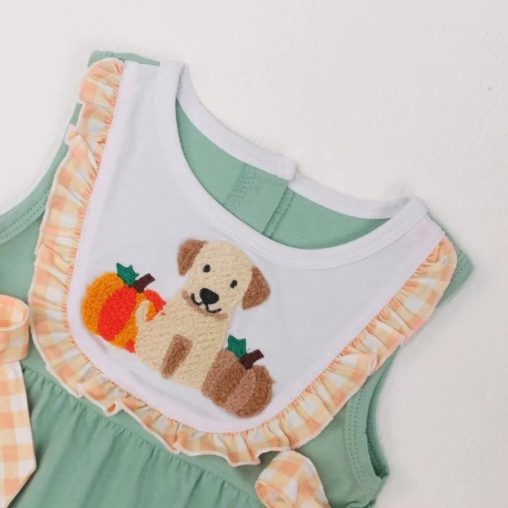 Boutique Pumpkin Labrador Puppy Tunic & Shorts Girls Outfit Set